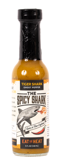 The Spicy Shark Tiger Shark Hot Sauce (Ghost Pepper) - 5 FL OZ 12 Pack