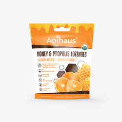 Vando Naturals Apihaus Honey and Propolis Organic Lozenges Orange Flavor 20 pcs - 2.45 OZ 12 Pack