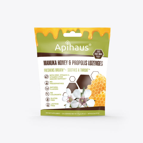 Vando Naturals Apihaus Manuka Honey and Propolis Lozenges Eucalyptus Flavor 20 pcs - 2.45 OZ 12 Pack
