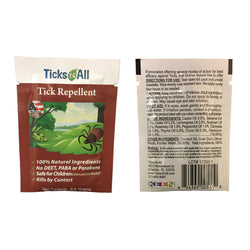 Ticks-N-All All Natural Tick Repellent Wipes (6 cnt.) - 0.244 OZ 10 Pack