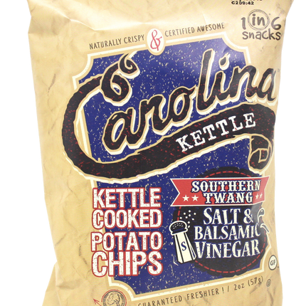 1in6 Snacks Kettle Cooked Potato Chips, Southern Twang Salt & Vinegar - 2 OZ 20 Pack