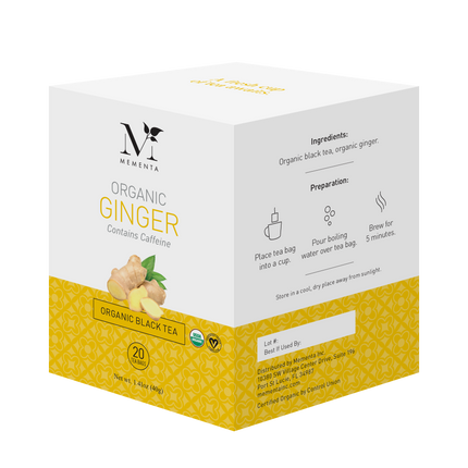 Mementa Organic Ginger Tea - 1.41 OZ 12 Pack
