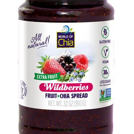 World of Chia Extra Fruit Wildberry Chia Fruit Spread 32 Oz - 30.7 OZ 12 Pack