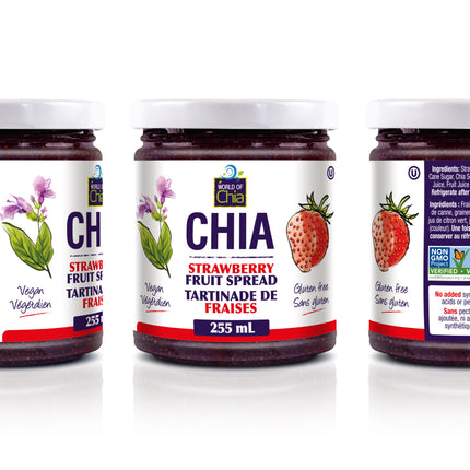 Space Enterprises (World of Chia) Strawberry Standard Fruit Spread 255 mL (case of 6) - Canadian - 11.33 OZ 6 Pack