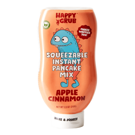 Happy Grub Squeezable Instant Pancake Mix, Apple Cinnamon - 8.5 OZ 8 Pack