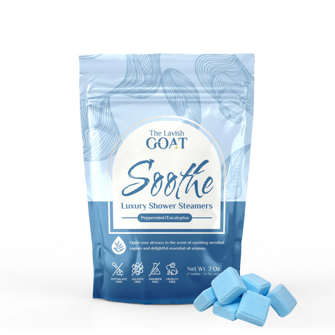 The Lavish Goat Soothe Shower Steamers (Peppermint/Eucalyptus) - 7 OZ 12 Pack