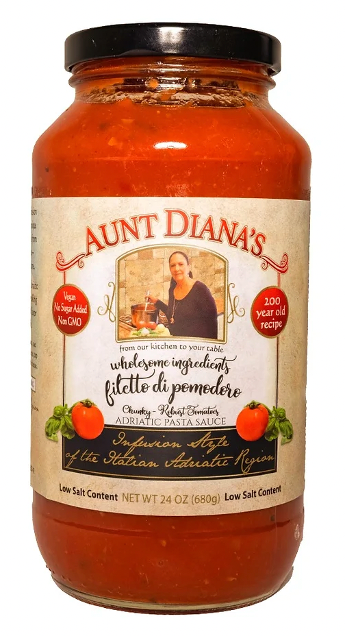 Aunt Diana's Pasta Sauce Filetto Di Pomodoro with Basil-Wholesome bran –  StockUpExpress