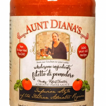 Aunt Diana's Pasta Sauce Filetto Di Pomodoro with Basil-Wholesome brand - 24 OZ 12 Pack