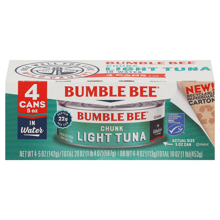 Bumble Bee Tuna Chunk Light In Water - 20 OZ 6 Pack