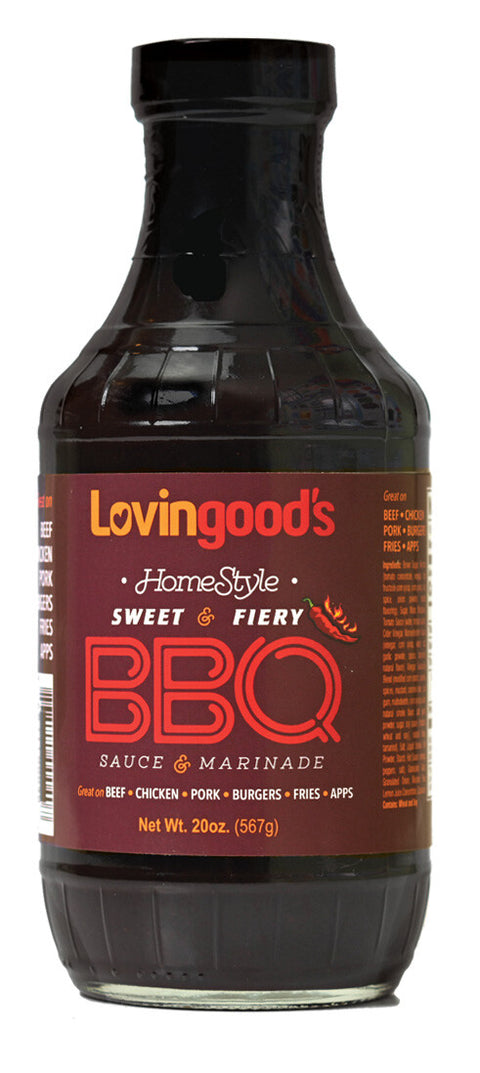 Lovingoods Sweet-Fiery BBQ Sauce - 20 FL OZ 12 Pack
