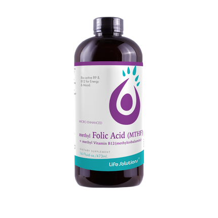 Life Solutions Liquid Methyl Folate + Vitamin B12 - 16 FL OZ 12 Pack