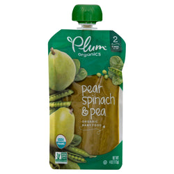 Plum Organics Stage 2 Pear, Spinach & Pea Baby Food - 4 OZ 6 Pack