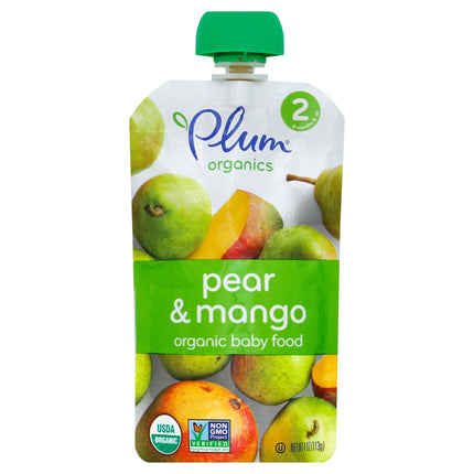Plum Organics Stage 2 Pear & Mango Baby Food - 4 OZ 6 Pack