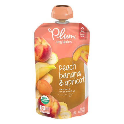 Plum Organics Stage 2 Peach, Banana & Apricot Baby Food - 4 OZ 6 Pack