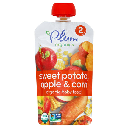 Plum Organics Stage 2 Sweet Potato, Apple & Corn Baby Food - 4 OZ 6 Pack