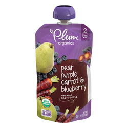 Plum Organics Stage 2 Pear, Purple Carrot & Blueberry Baby Food - 4 OZ 6 Pack