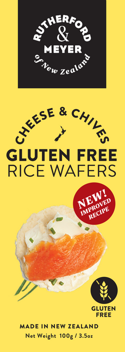 Rutherford & Meyer Gluten-Free Cheese & Chives Rice Wafers - 3.5 OZ 12 Pack