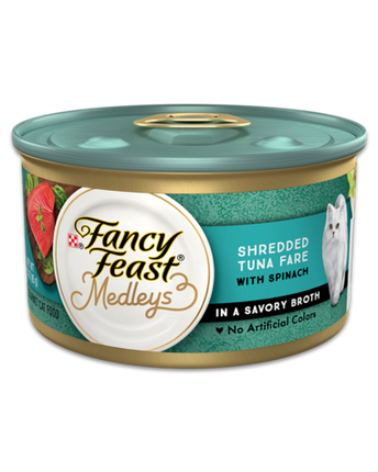 Fancy Feast Medleys Shredded Tuna Fare With Spinach - 3 OZ 24 Pack