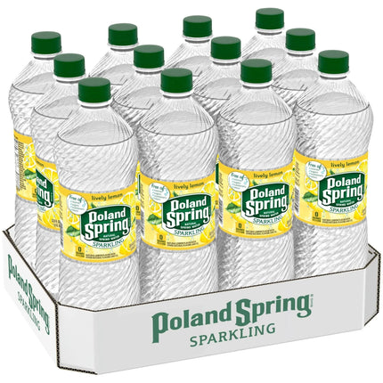 Poland Spring Water Sparkling Lemon - 33.8 FZ 12 Pack
